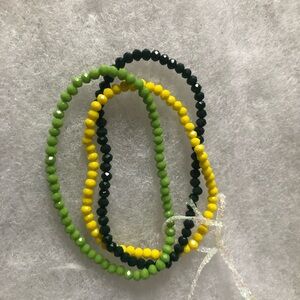 Colorful Beaded Bracelets - Green, Yellow, Black